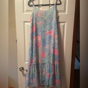 Lilly Pulitzer Blue Tiered Maxi Dress Resort Wear